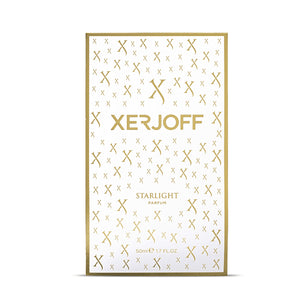 Xerjoff - Spotlight - Starlight edle Parfumverpackung mit goldenen X-Motiven auf weißem Hintergrund in eleganter Gestaltung