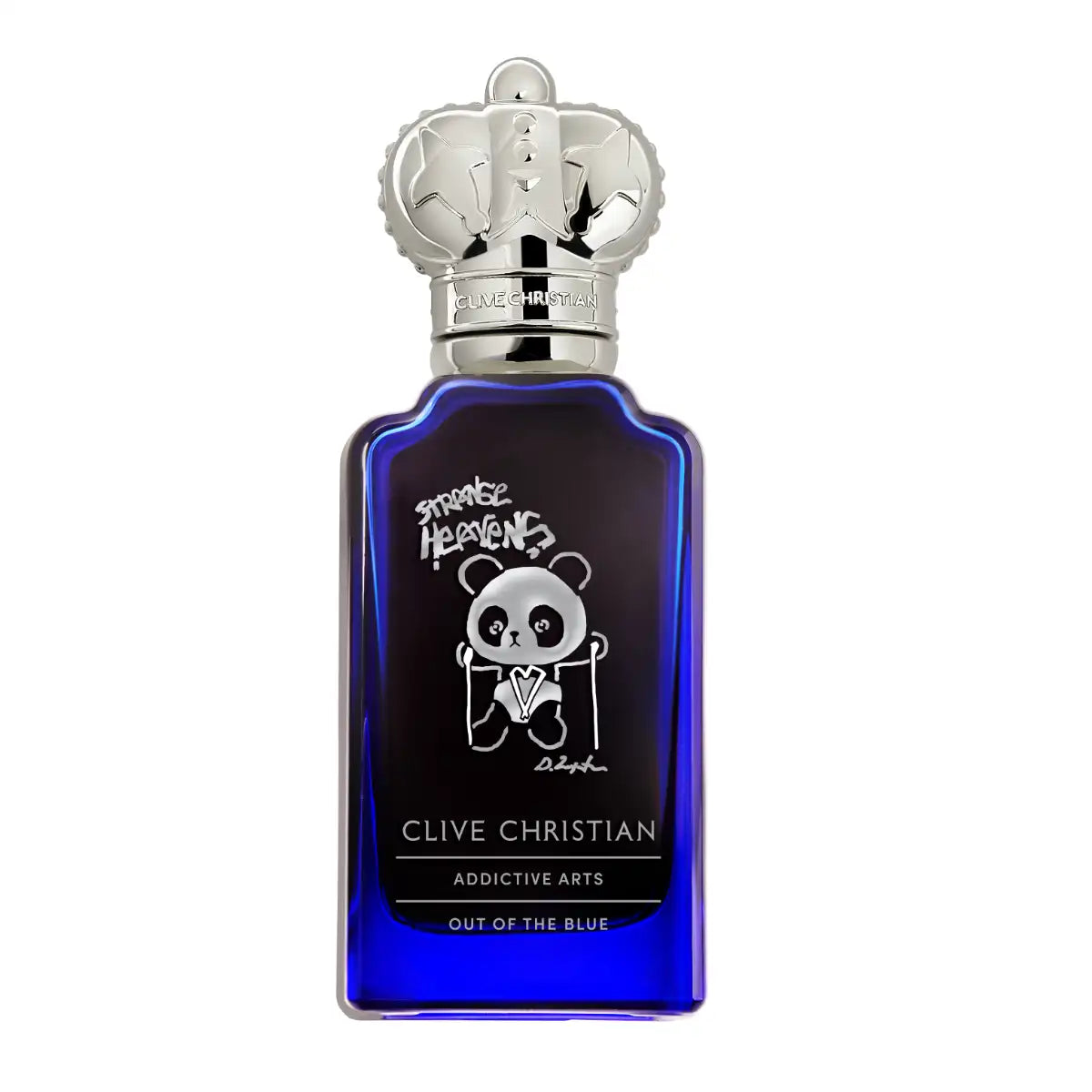 Clive Christian - Addictive Arts: Strange Heavens - Out of the Blue Parfumflakon mit blauer Glasflasche und bemaltem Pandamotiv