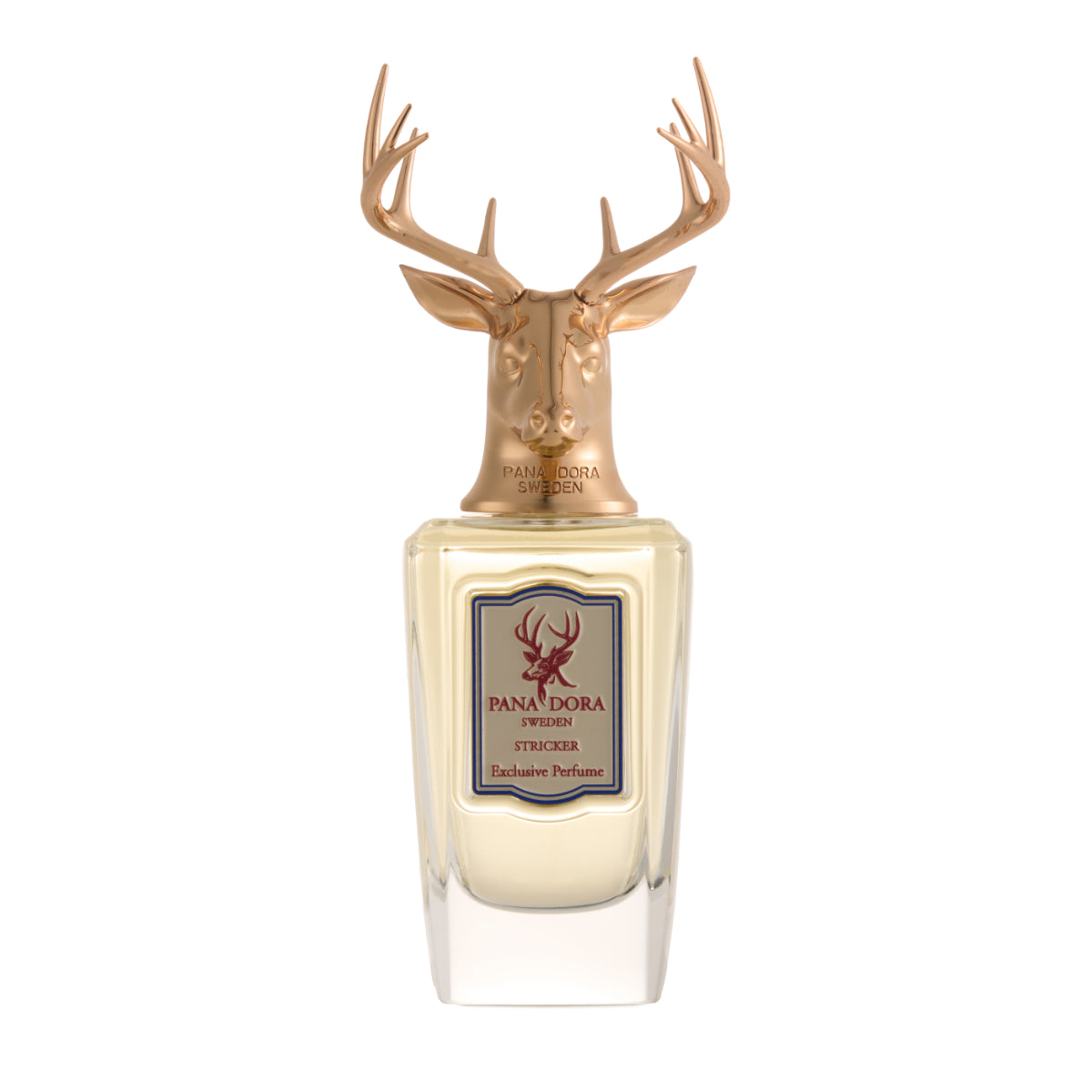 Pana Dora Sweden - Stricker Parfumflakon mit Hirschkopf-Verschluss und elegantem Design, inspiriert vom Geist des Orients
