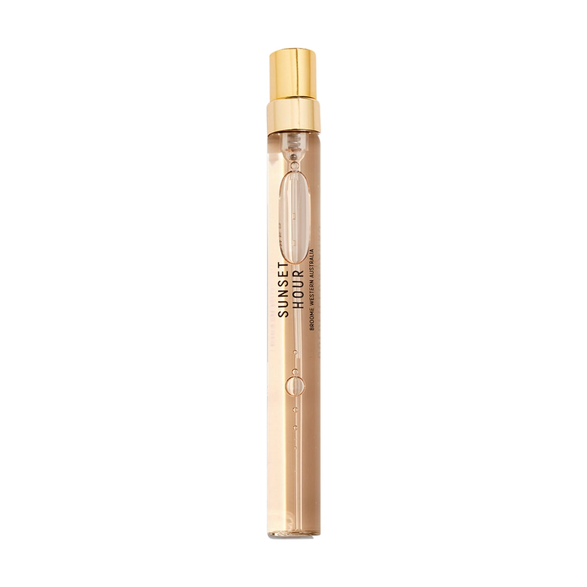 Goldfield & Banks - Native Collection - Sunset Hour schlanker Parfumzerstäuber mit goldfarbenem Verschluss und bernsteinfarbenem Inhalt