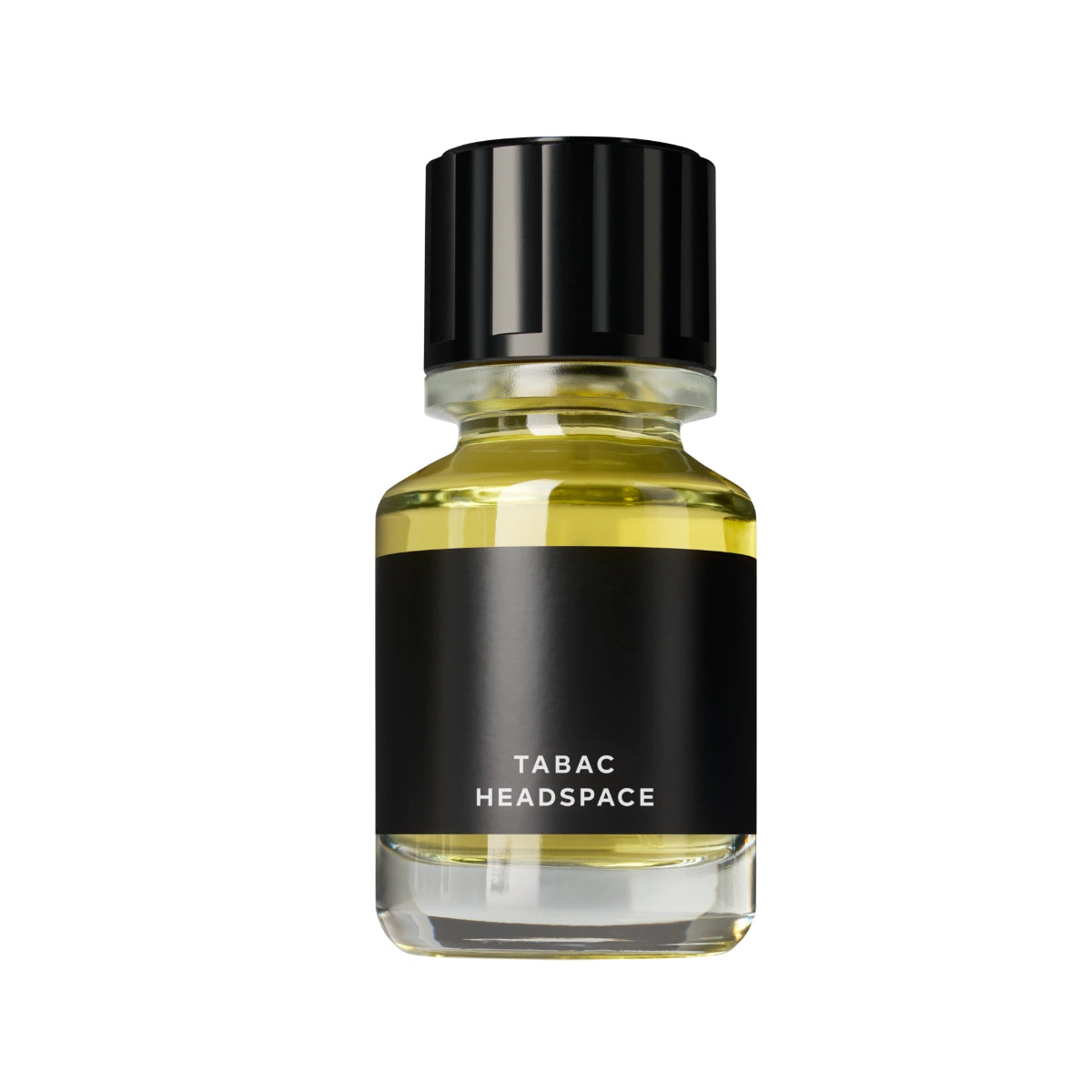 Headspace - Les Extraits - Tabac kleiner Flakon mit schwarzem Etikett und goldgelbem Inhalt vor weißem Hintergrund