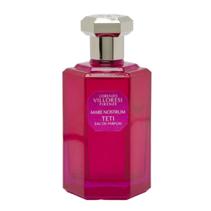Lorenzo Villoresi - Mare Nostrum - Teti - Eau de Parfum Flakon in leuchtendem Pink mit silbernem Verschluss vor weißem Hintergrund