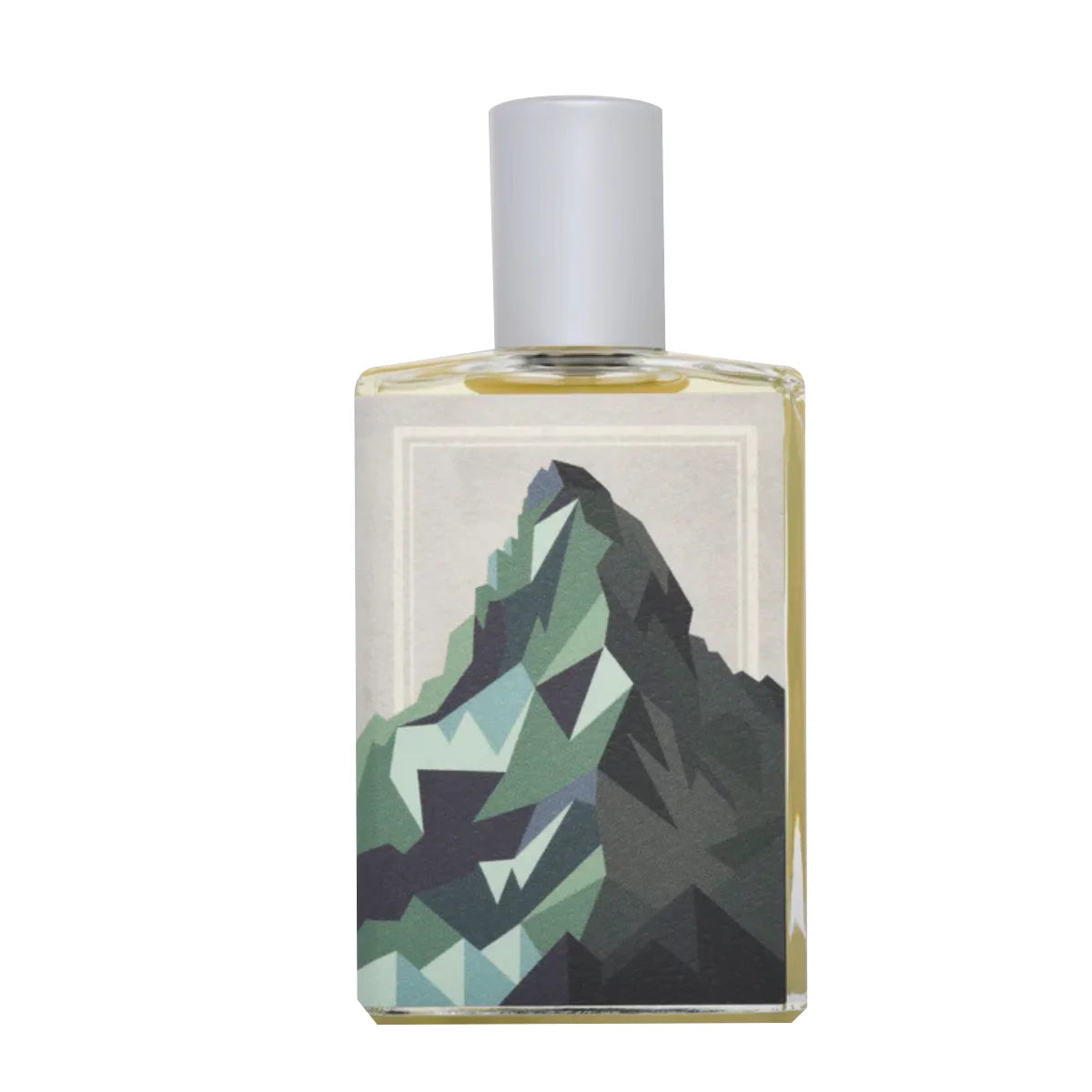Imaginary Authors - The Language of Glaciers Parfumflakon mit modernem Bergmotiv vor weißem Hintergrund