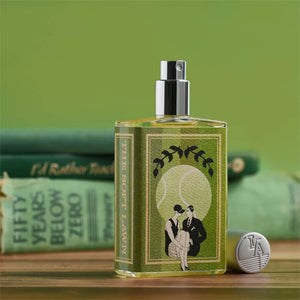 Imaginary Authors - The Soft Lawn Flakon mit stilisierter Illustration eines Paares vor grünem Hintergrund
