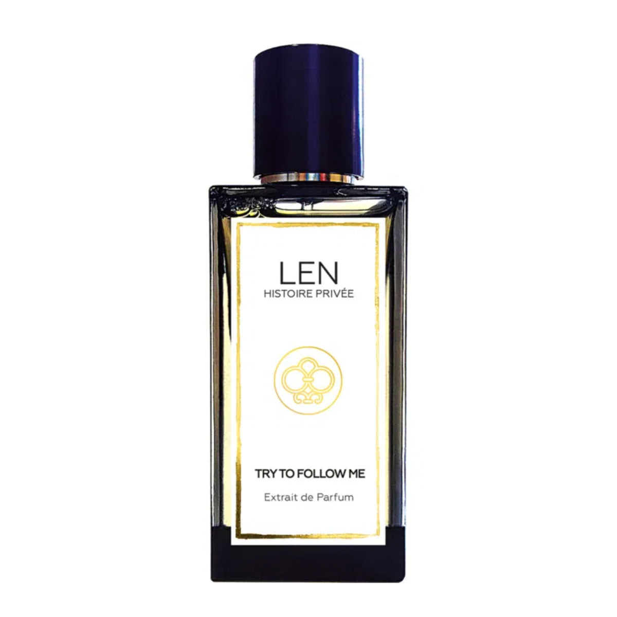 LEN - Histoire Privée - Try to follow me Parfumflakon mit klarer Glasflasche und dunklem Verschluss vor weißem Hintergrund