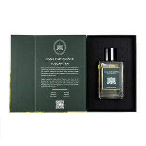 Casa Far Niente - Tuscan Tea Parfumflakon in edler Geschenkverpackung mit grünem Design und schwarzem Einsatz