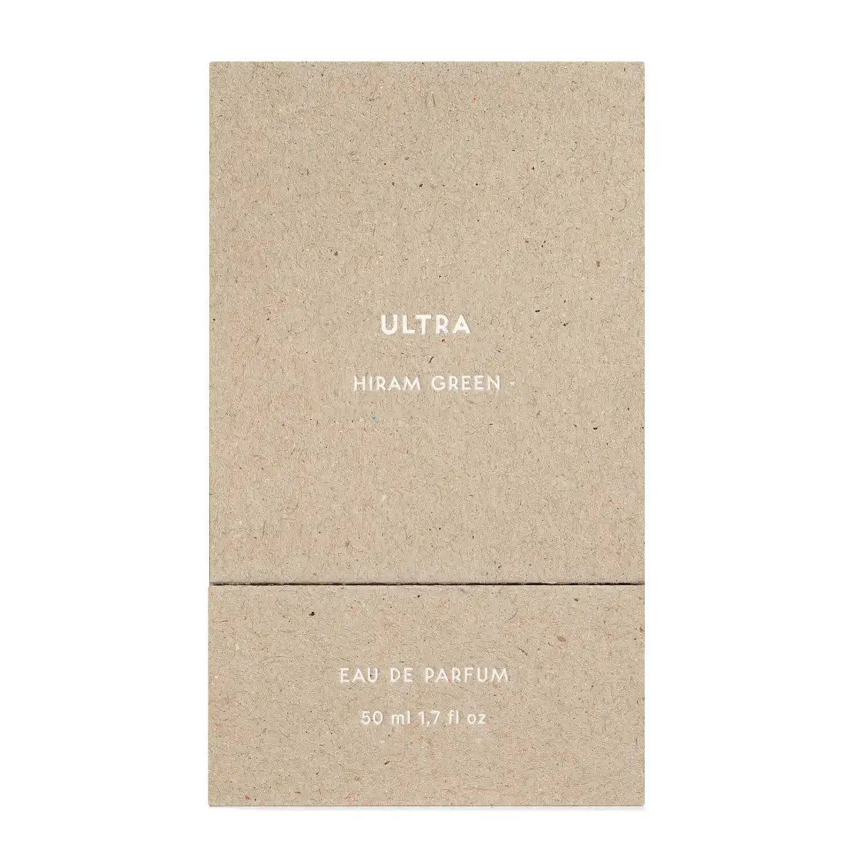 Hiram Green - Ultra Verpackung aus Naturpapier mit schlichtem weißem Schriftzug und minimalistischer Gestaltung