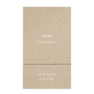Hiram Green - Ultra Verpackung aus Naturpapier mit schlichtem weißem Schriftzug und minimalistischer Gestaltung