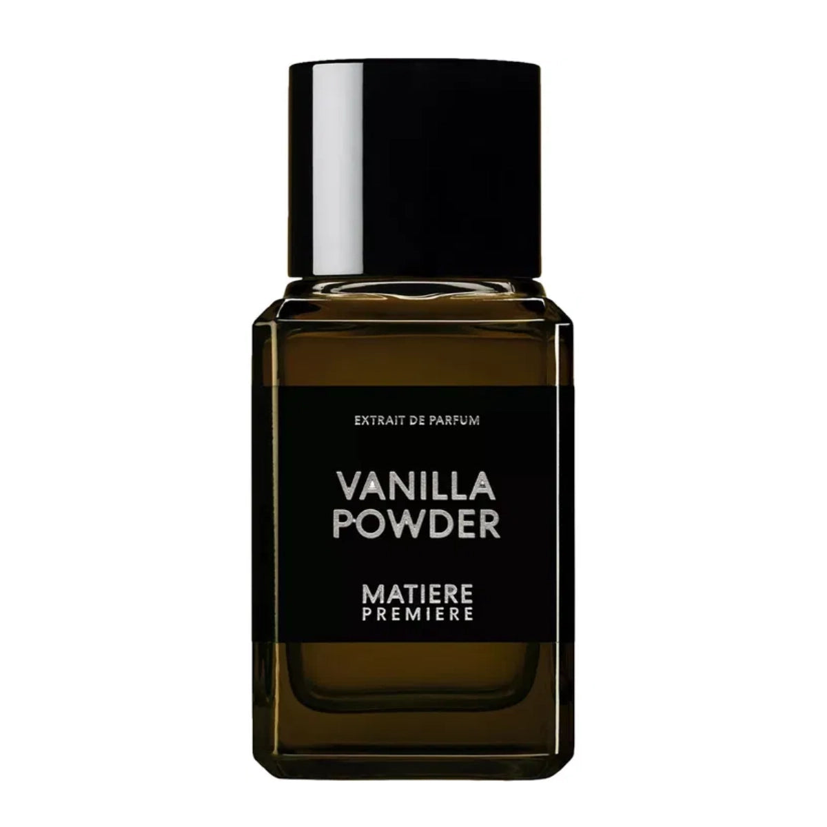 Matière Première - Vanilla Powder - Extrait Parfumflakon in dunklem Glas mit schlichtem schwarzem Etikett und eleganter Form