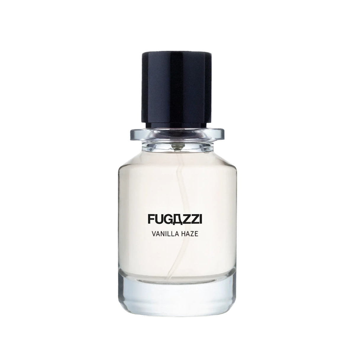 Fugazzi - Vanilla Haze Extrait Parfumflakon mit klarem Glas und schwarzem Verschluss vor weißem Hintergrund