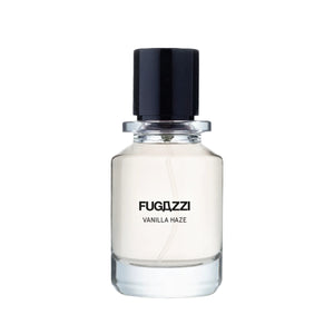 Fugazzi - Vanilla Haze Extrait Parfumflakon mit klarem Glas und schwarzem Verschluss vor weißem Hintergrund
