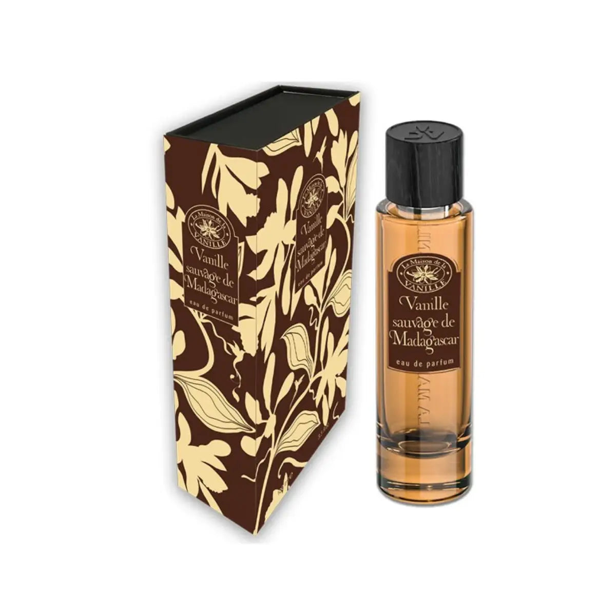 La Maison de la Vanille - Vanille Sauvage de Madagascar Parfumflakon mit floralem Design und schwarzem Verschluss