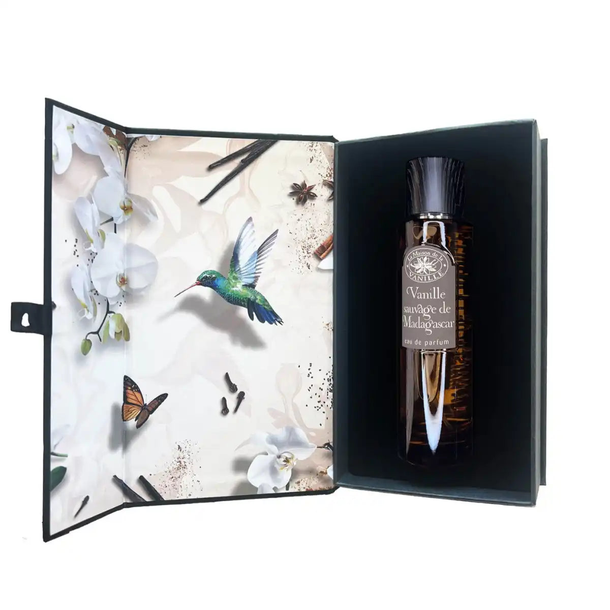 La Maison de la Vanille - Vanille Sauvage de Madagascar Parfum in edler Verpackung mit floralem Innenmotiv