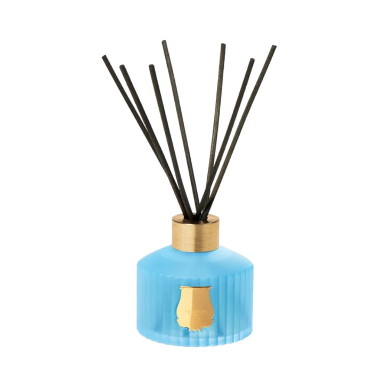 Trudon - Versailles - Diffusor mit blauem Flakon und goldfarbenem Emblem vor weißem Hintergrund