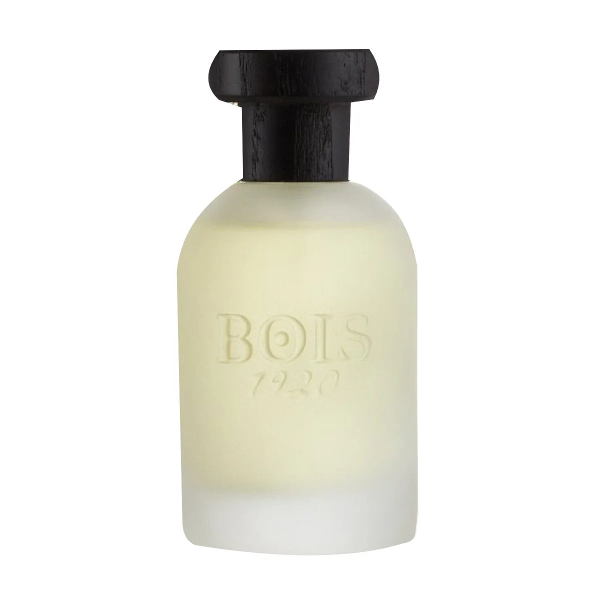 Bois 1920 - Vetiver Ambrato Parfumflakon mit matter Glasflasche und dunklem Holzverschluss vor weißem Hintergrund