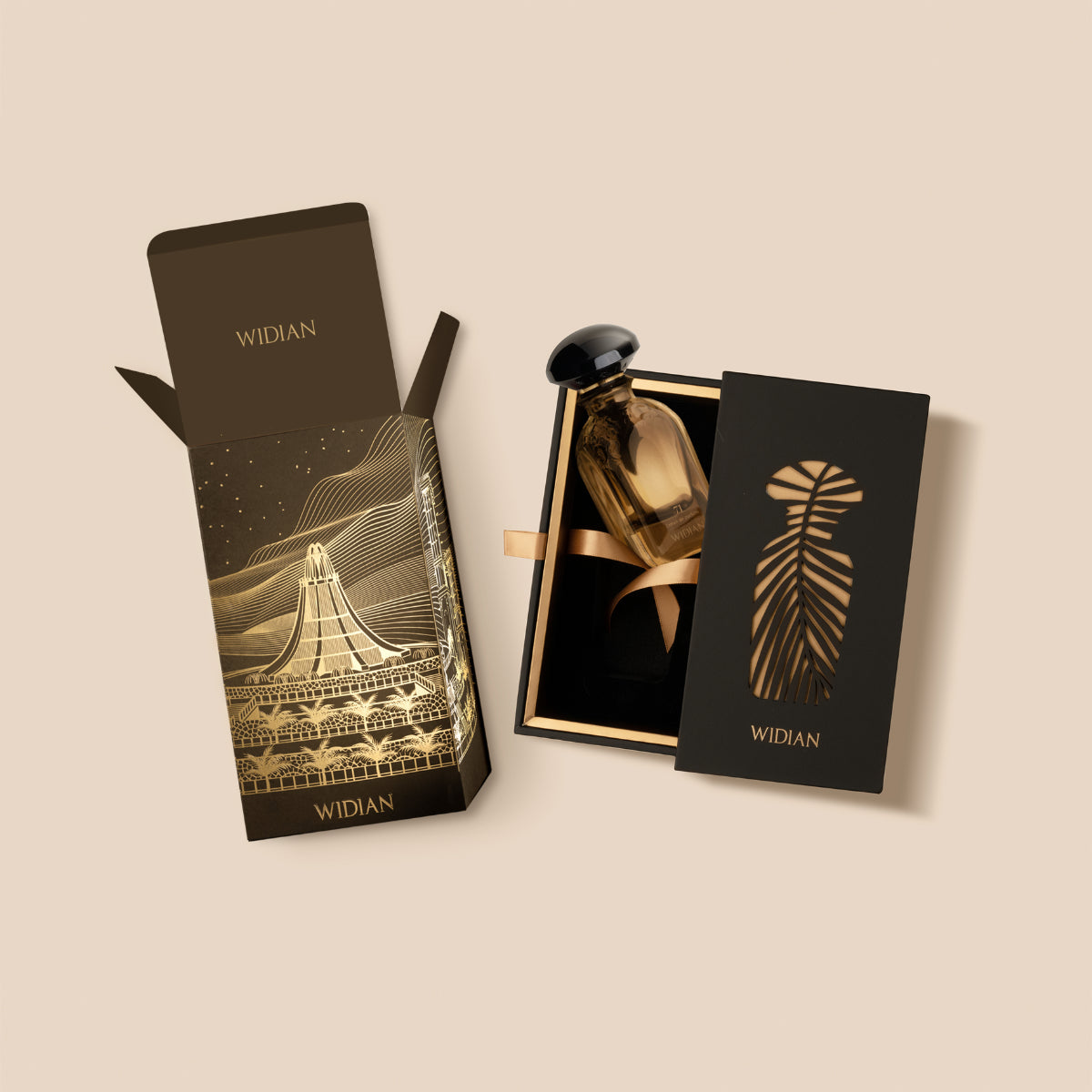 Widian - Limited Collection - Limited 71 in bernsteinfarbenem Flakon mit schwarzer Geschenkbox und goldener Ornamentik