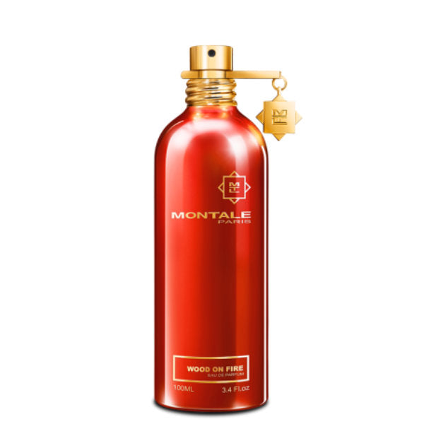 Montale - Wood on Fire leuchtend roter Flakon mit goldenen Details, inspiriert von feuriger und mystischer Duftkomposition
