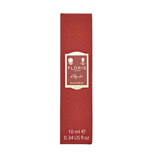 Floris - A Rose for... elegante rote Verpackung des Eau de Parfum mit weißem Etikett und goldener Schrift