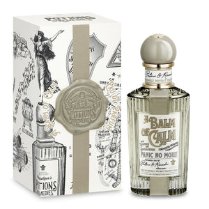Penhaligon's - Potions & Remedies - A Balm of Calm eleganter Flakon mit reliefierter Verzierung und weißer Verpackung mit Vintage-Motiven