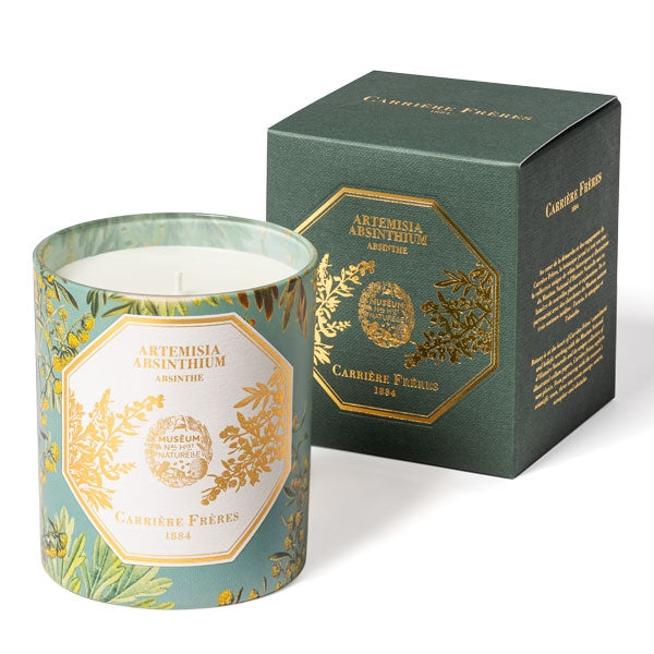 Carrière Frères - Absinthe - Artemisia Absinthium - Duftkerze mit grün-goldenem Kräutermotiv und elegantem Design
