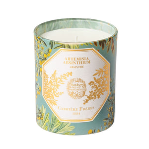 Carrière Frères - Absinthe - Artemisia Absinthium - Duftkerze mit grünem Kräutermotiv und goldener Schrift auf elegantem Glasbehälter