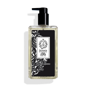 Farmacia SS. Annunziata - Accordo Marino - Duschgel in rechteckiger Flasche mit schwarzem Pumpspender und floralem Design