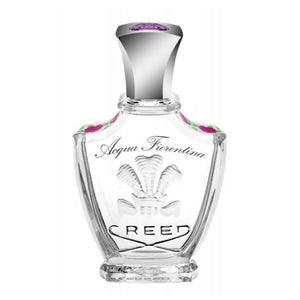 Creed - Acqua Fiorentina Parfumflakon mit klarem Glas, verspieltem floralen Dekor und silberfarbenem Verschluss elegant gestaltet