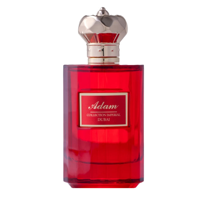 Imperial Parfums - Adam roter Flakon mit goldfarbenem, königlichem Verschluss edel und kraftvoll präsentiert