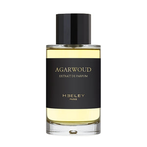 Heeley - Agarwoud - Extrait de Parfum Flakon mit schwarzem Etikett und schlichtem, elegantem Design vor weißem Hintergrund