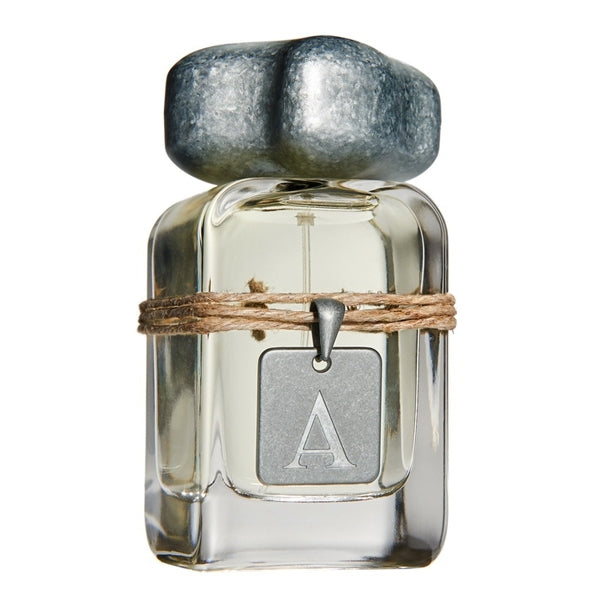 Mendittorosa - Alfa Parfumflakon mit klarem Glas, rustikalem Metallverschluss und natürlicher Schnur mit Anhänger im minimalistischen Design