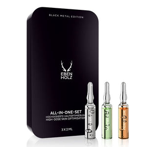 EBENHOLZ - Black Metal Edition - All-In-One-Set mit schwarzer Metallbox und drei Ampullen für Hautoptimierung