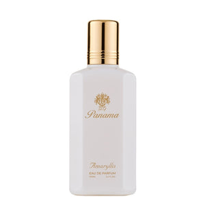 Boellis - Panama 1924 - Amaryllis Bianco Parfumflakon mit weißer Flasche und goldenem Verschluss vor weißem Hintergrund
