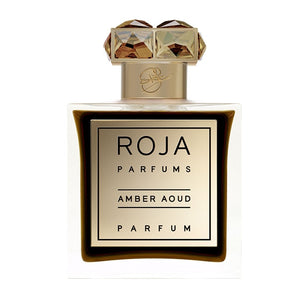 Roja Parfums - Amber Aoud - Parfum Flakon mit goldfarbenem, facettiertem Verschluss und edlem Etikett