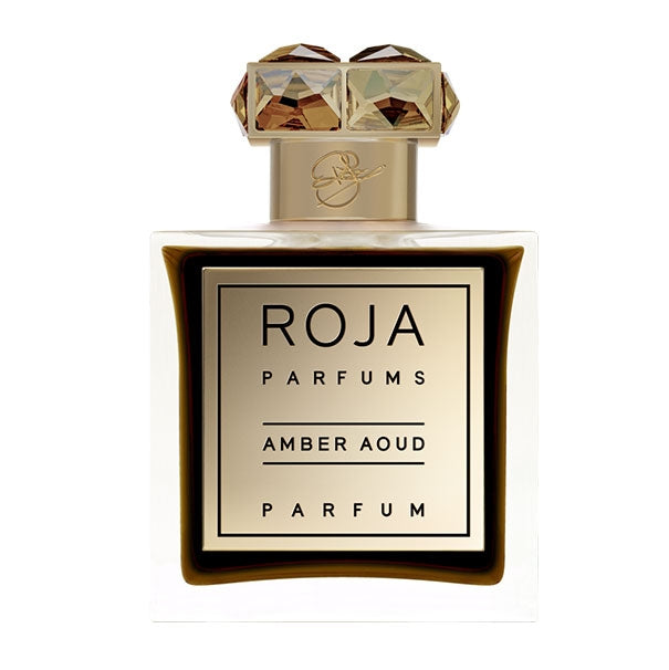 Roja Parfums - Amber Aoud - Parfum Flakon mit goldfarbenem, facettiertem Verschluss und edlem Etikett