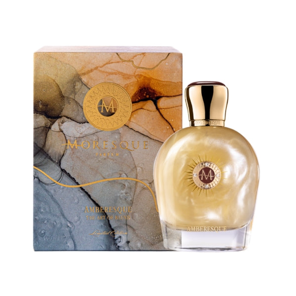 Moresque Parfum - Art of Blend - Amberesque eleganter Flakon mit goldglänzendem Deckel und luxuriöser Verpackung