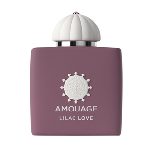 Amouage - Lilac Love moderner Parfümflakon in mattem Flieder mit weißem, gewölbtem Deckel und edlem Design