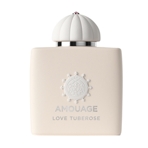 Amouage - Love Tuberose eleganter Parfümflakon in mattem Elfenbein mit dekorativem weißem Deckel und feinem Design
