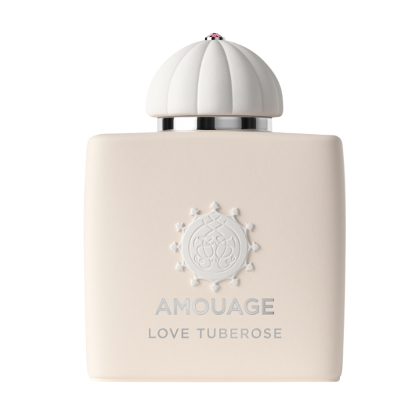 Amouage - Love Tuberose eleganter Parfümflakon in mattem Elfenbein mit dekorativem weißem Deckel und feinem Design