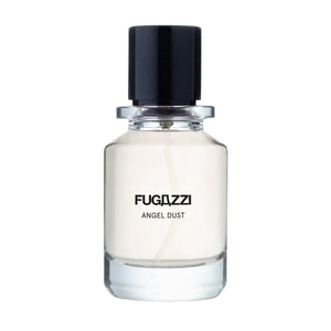Fugazzi - Angel Dust Extrait Parfümflakon mit klarem Glas und schwarzem Deckel vor weißem Hintergrund