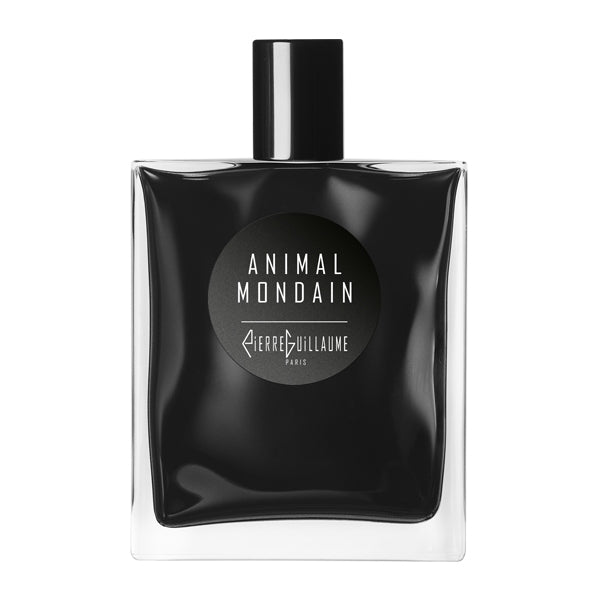 Pierre Guillaume - Black Collection - Animal Mondain Flakon mit schwarzem Label und glänzendem Verschluss vor weißem Hintergrund