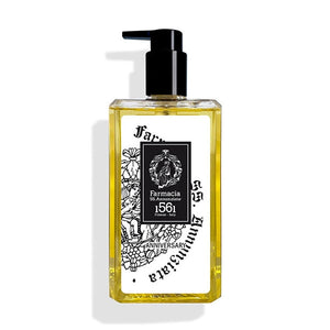 Farmacia SS. Annunziata - Anniversary - Duschgel in klarer Flasche mit schwarzem Pumpspender und goldener Flüssigkeit