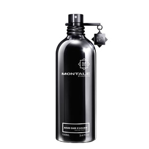 Montale - Aoud Cuir d'Arabie Flakon in glänzendem Schwarz mit minimalistischem Design und schlichter Typografie