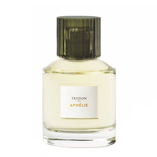 Trudon - Aphélie Parfumflakon mit klarem Glas und dunkelgrünem geriffeltem Deckel vor weißem Hintergrund
