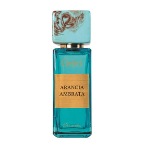 Gritti - Smaragd Collection - Arancia Ambrata Parfumflakon in türkisblauem Glas mit goldfarbenem Etikett und marmoriertem Verschluss