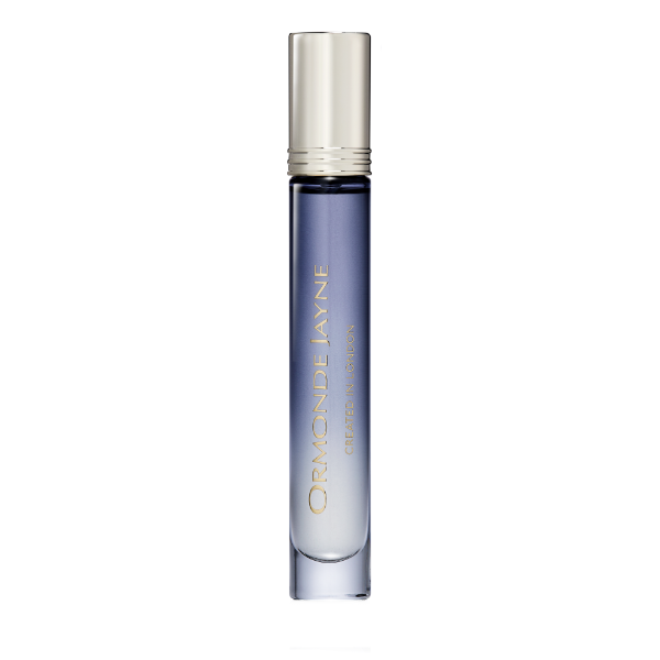 Ormonde Jayne - Arabesque schlanker Parfümroller mit blauem Glas und silberner Kappe in stilvollem Design