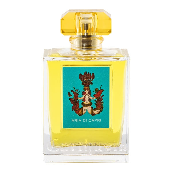 Carthusia - Aria di Capri Parfumflakon mit klarem Glas und leuchtend gelbem Verschluss inspiriert vom Mittelmeer