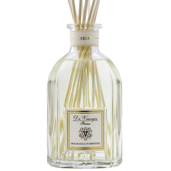 Dr. Vranjes Firenze - Aria - Diffusor in klarer Glasflasche mit Duftstäbchen und zitrischer Frische im Design