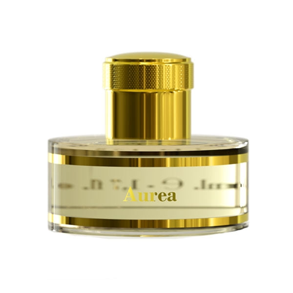 Pantheon Roma - Aurea edler Flakon mit goldglänzendem Verschluss und elegantem Design vor weißem Hintergrund