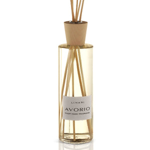 LINARI - Avorio - Diffusor elegante Raumduftflasche mit Holzverschluss und zarten Blumenakkorden aus Jasmin und Rose