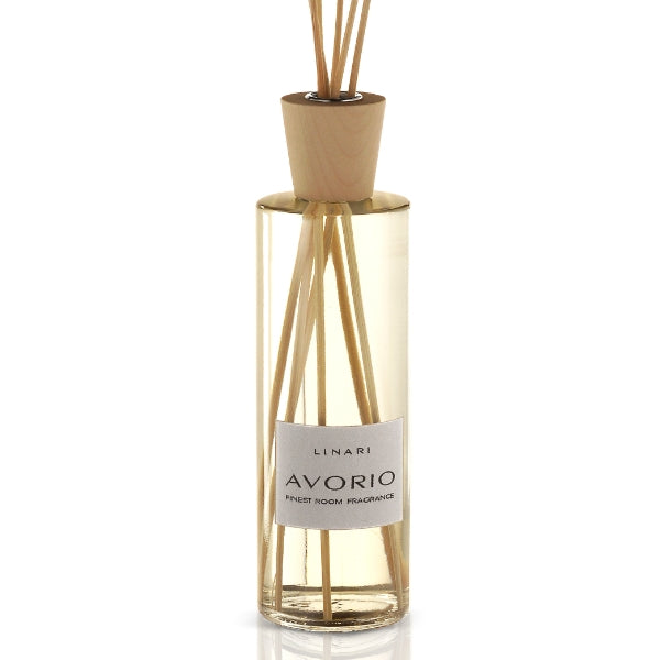 LINARI - Avorio - Diffusor elegante Raumduftflasche mit Holzverschluss und zarten Blumenakkorden aus Jasmin und Rose